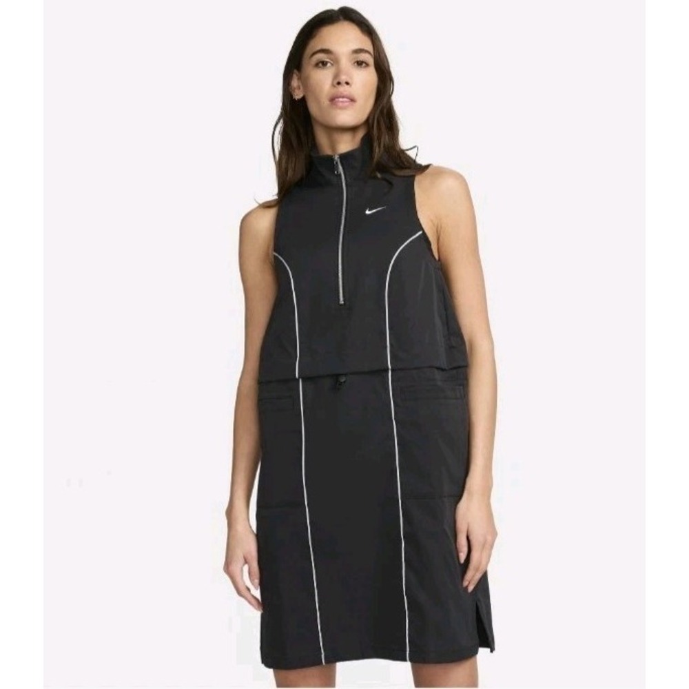 Women's Nike Street SL Dress Zippered collar Pockets Gray Size L Tall